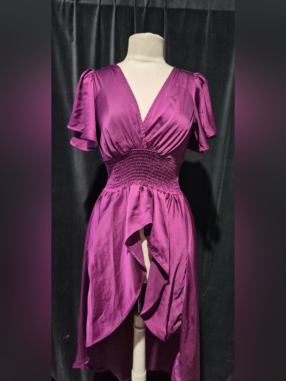 Purple V-Neck Smocked Waist Dress (Box C)